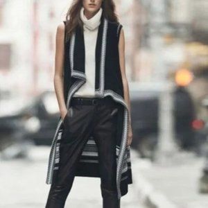 Vince Black White Duster Cardigan Sweater Vest